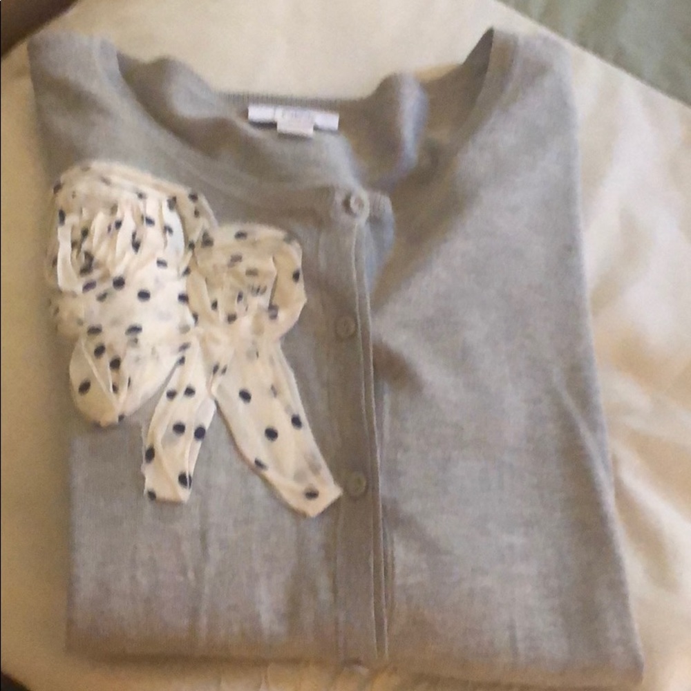 Grey cardigan with floral accents